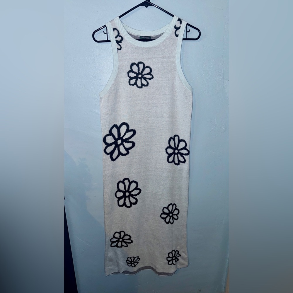 Wild Fable Floral Knit Midi Dress Blue Large